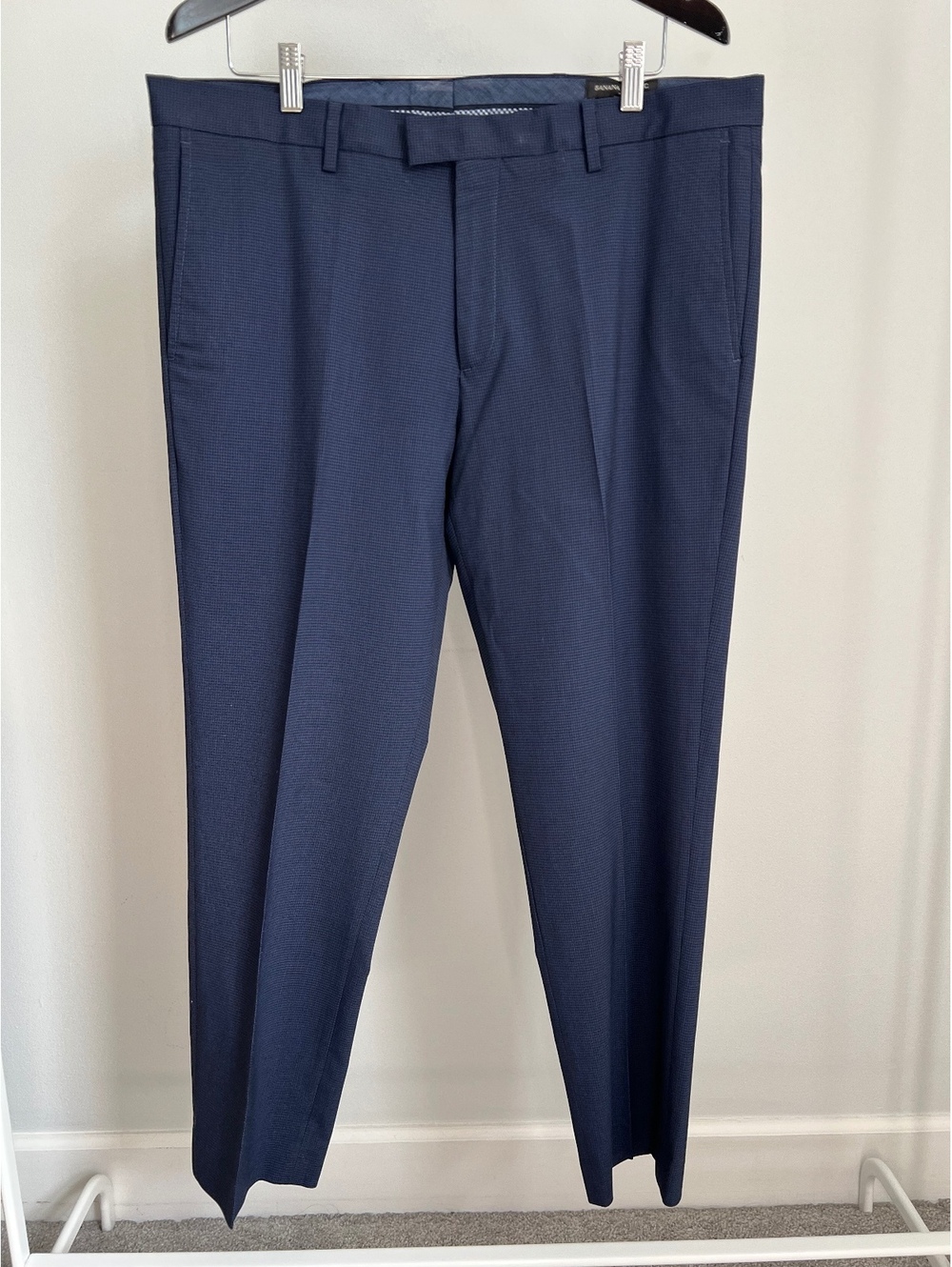 Banana Republic Men’s Slim Fit Dress Pants 34x30 Navy Blue Micro Check